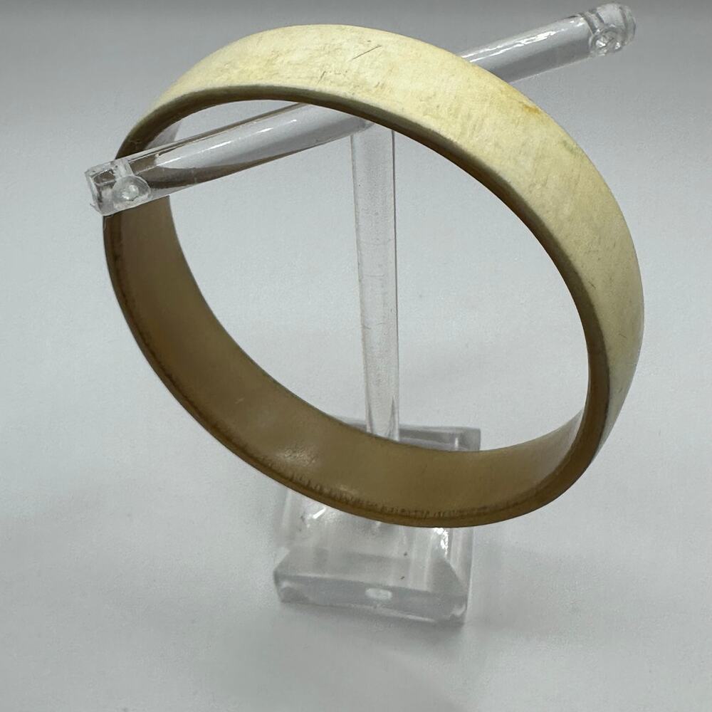 Cream Colored Horn Bangle Bracelet Neutral Minimalist Jewelry Western Retro